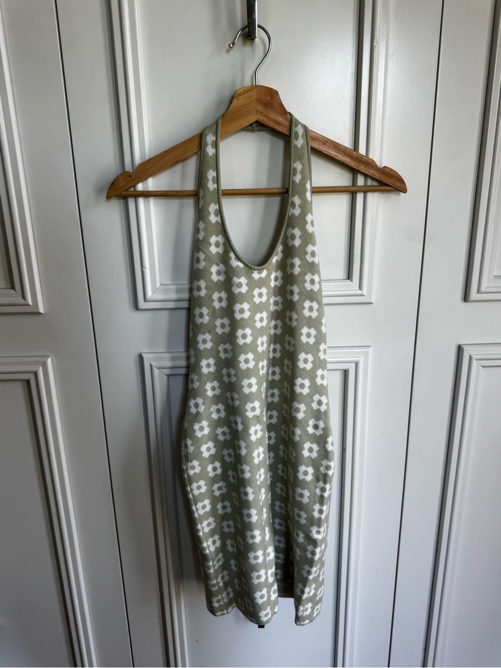 Princess Polly Halter Dress - Size XS Green and White